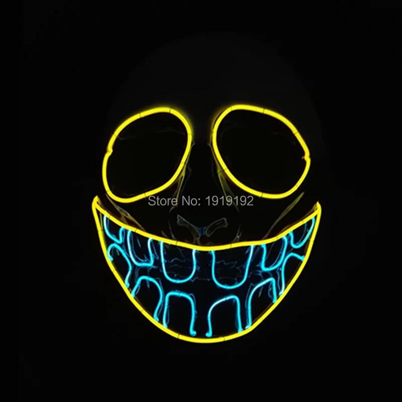Новейшие Хэллоуин бак маска с зубами мигает EL провода светящийся гибкий