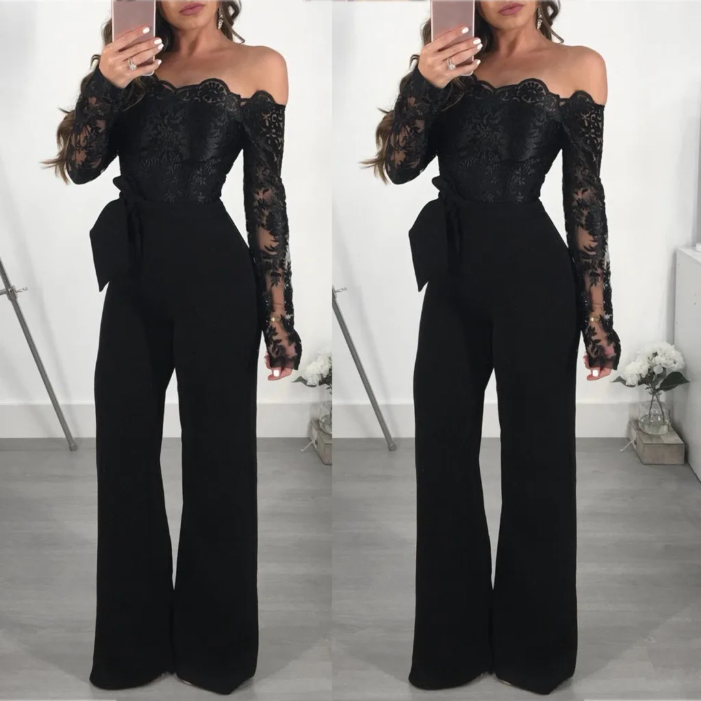 Сексуальное Кружевное боди без бретелек комбинезон женский летний элегантный широкие комбинезоны комбинезон длинный комбинезон женский комбинезон