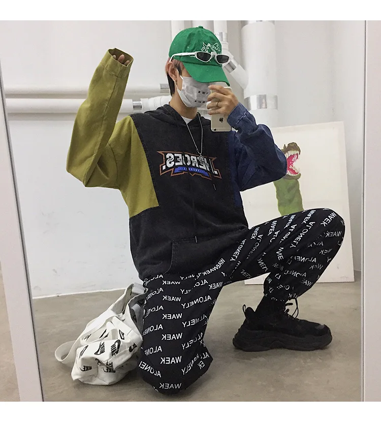 Privathinker Streetwear Sweatshirt Man Patchwork Casual Tops High Hooded Hoodies Oversized Letter Pullover