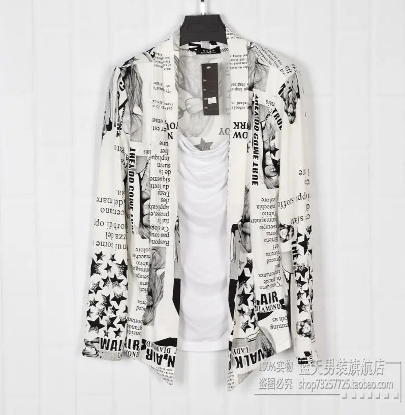 2016 Летние Цветочные Корейский Личности мужчины рубашки Ложные двух частей