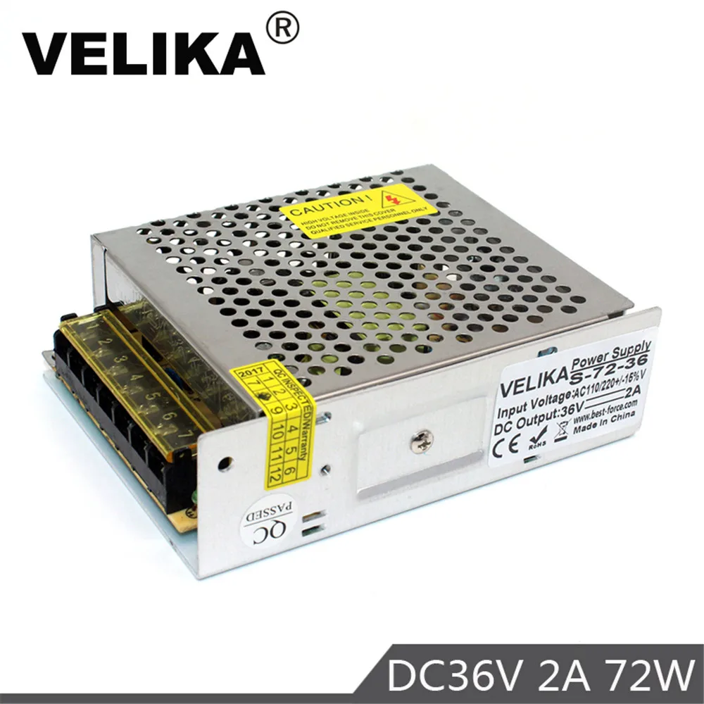 Выключатель с одним выходом адаптер питания DC36V 2A 72W драйвер 110V 220V AC DC 36V SMPS для