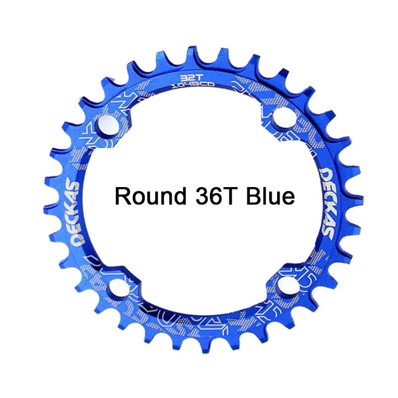Deckas 104BCD Цепь 32 T/34 T/36 T/38 T MTB велосипедная Звездочка цепь для узкой широкой звездочки система для MTB - Цвет: Round-36T-Blue