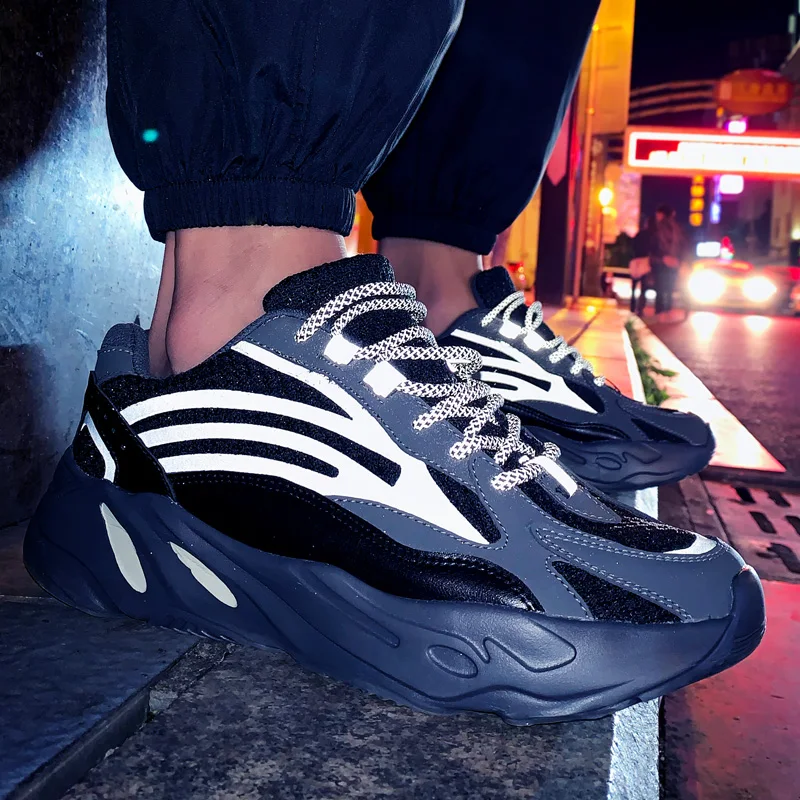 Plus Size Men Sneakers Breathable Shoes Lace Up Running Casual Non-Slip Wear Resistant Outsole Fluorescence | Обувь