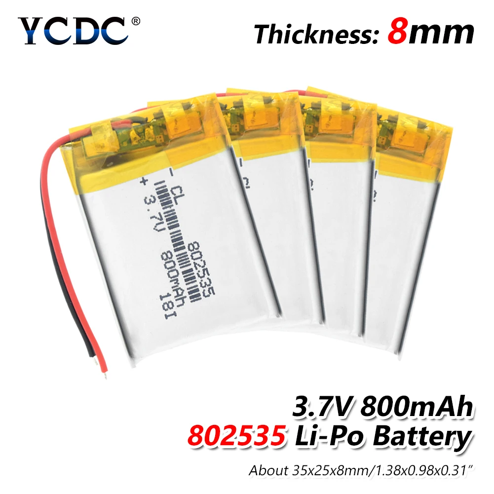 1/2/4 шт. высокое качество 3,7 V 802535 800mAh литий-ионный полимерный литий Батарея 3,7 вольт литий-ионная батарея Li-po литий-полимерные аккумуляторные ячейки