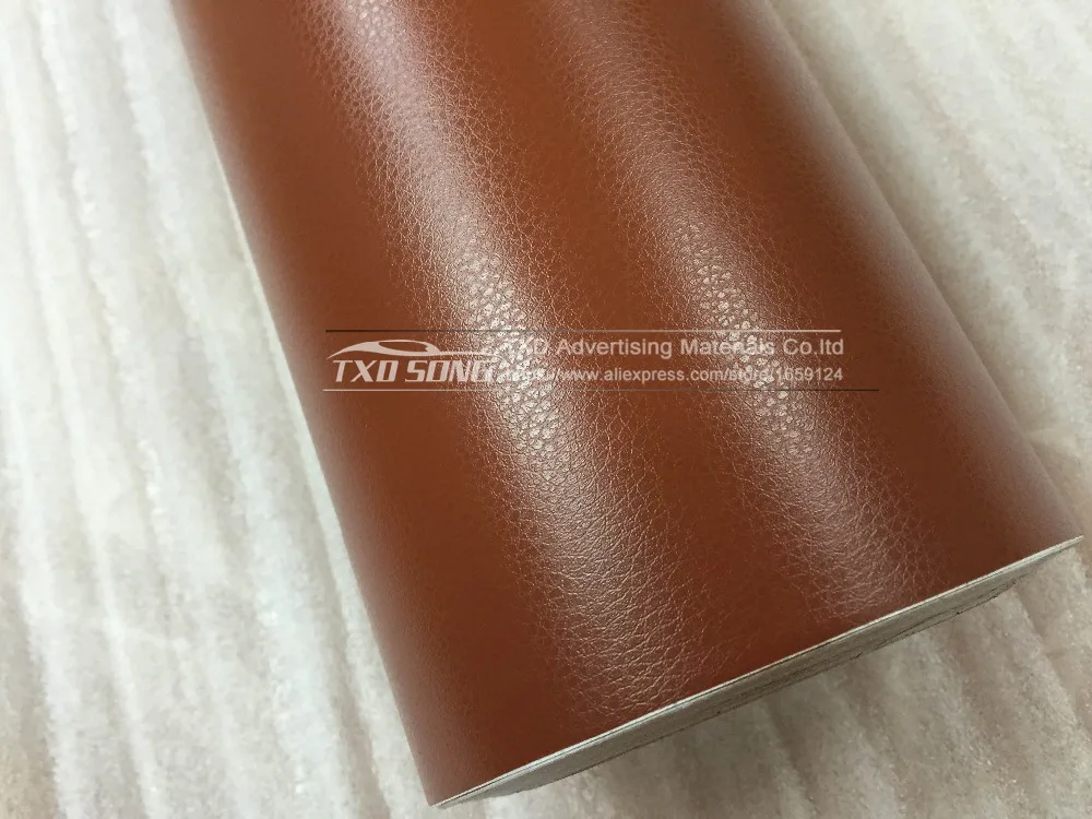 

4"/8"/12"/16"/20"/24"X60"/LOT Brown Leather Pattern PVC Adhesive Vinyl Film For Auto Car Body Internal Decoration Vinyl Wrap