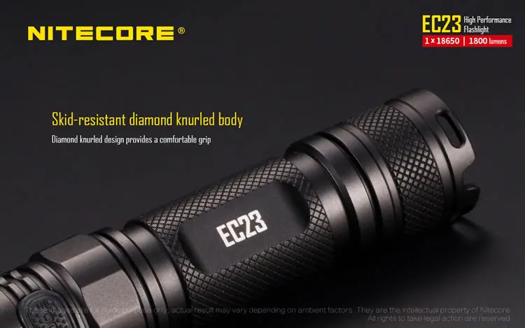 NITECORE EC23 перезаряжаемый IMR18650 аккумулятор 1800 люмен светодиодный фонарик водонепроницаемый уличный портативный фонарь