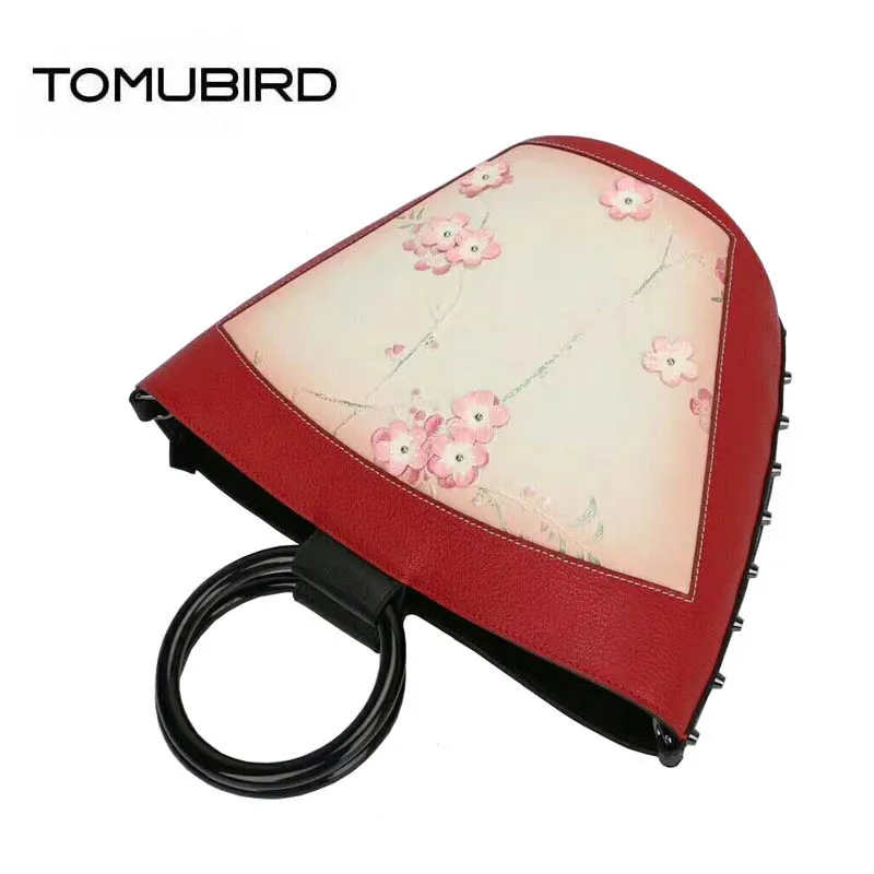 Сумка TOMUBIRD Женская большая из натуральной воловьей кожи с цветами 2020|Сумки