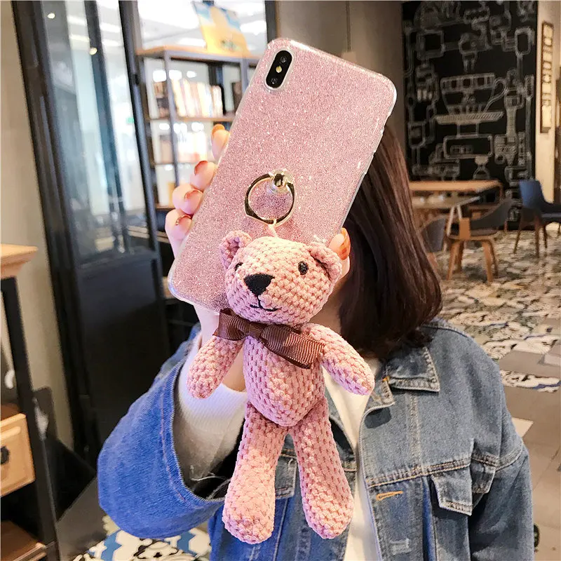 Милая плюшевая кукла Мягкий мобильный телефон в виде ракушки для IPhone XS XR X MAX 8 7 6 5 4