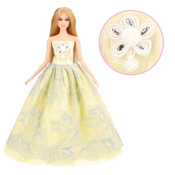 No Doll Новая принцесса Вечеринка Одежда для кукол длинное платье Аксессуары куклы нашего поколения Одежда для Барби одевание игры DIY подарок игрушки - Цвет: No Doll