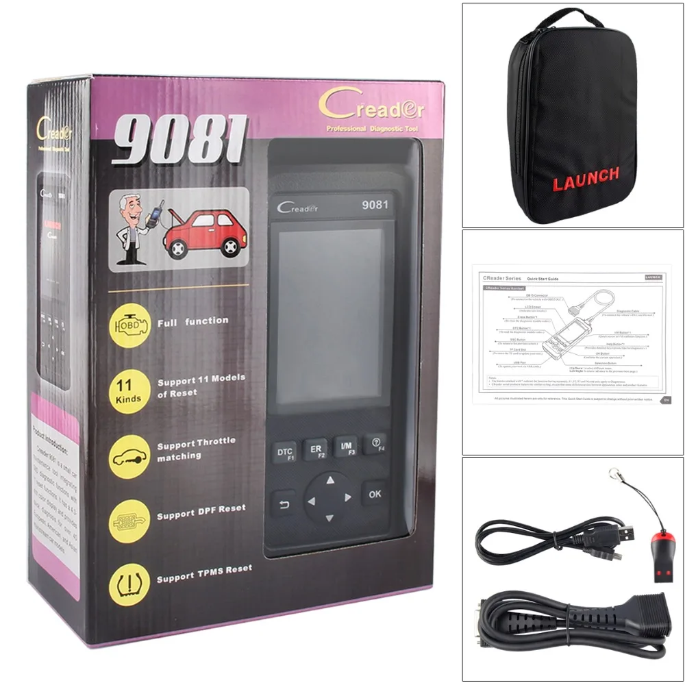 launch Creader 9081 ODB2 Автосканер с ABS SRS TPMS масло EPB DPF ODB OBD2 сканер CR9081 OBD Авто диагностический инструмент