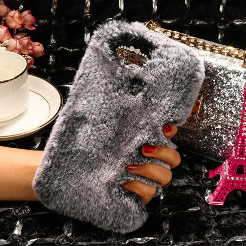 Fluffy Rabbit Fur hair cases For Oneplus X 5 6 3 T Soft phone bag case shell for 6t 3t 5t bling diamond coque warm cover |