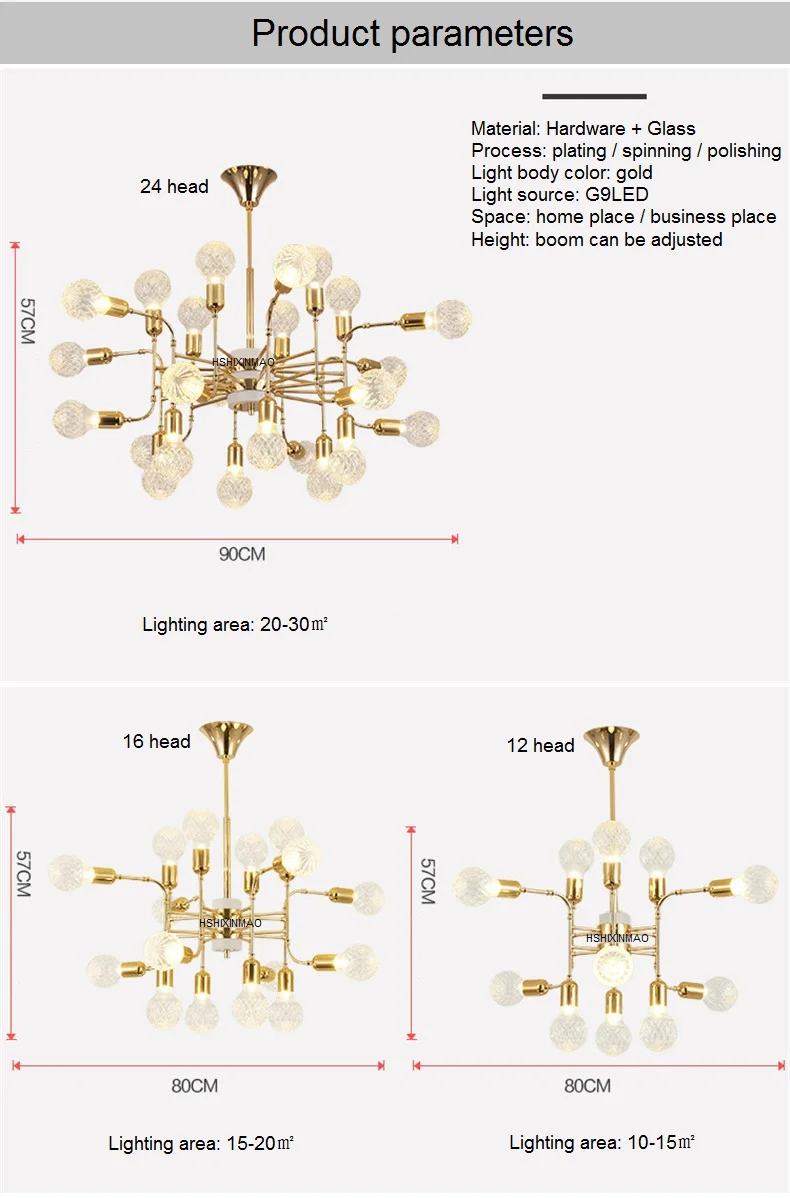 

Postmodern Creative Crystal Chandeliers Living Room Restaurant Villa Cafe Clothing Shop Glass Ball Chandelier AC110-240V