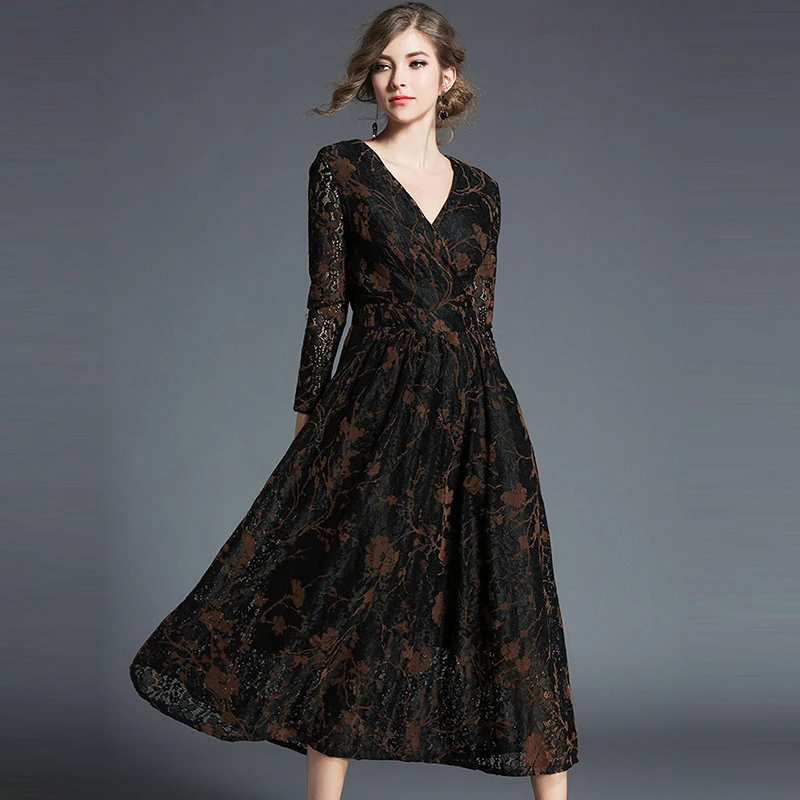 Новинка весны Платья для женщин выдалбливают Для длинный рукав эластичный пояс с