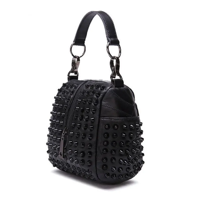 CAJIFUCO Spiked Handbag Genuine Leather Women Shoulder Bag Lambskin Studded Pillow Metal Rivet Crossbody Bolsos Mujer | Багаж и сумки