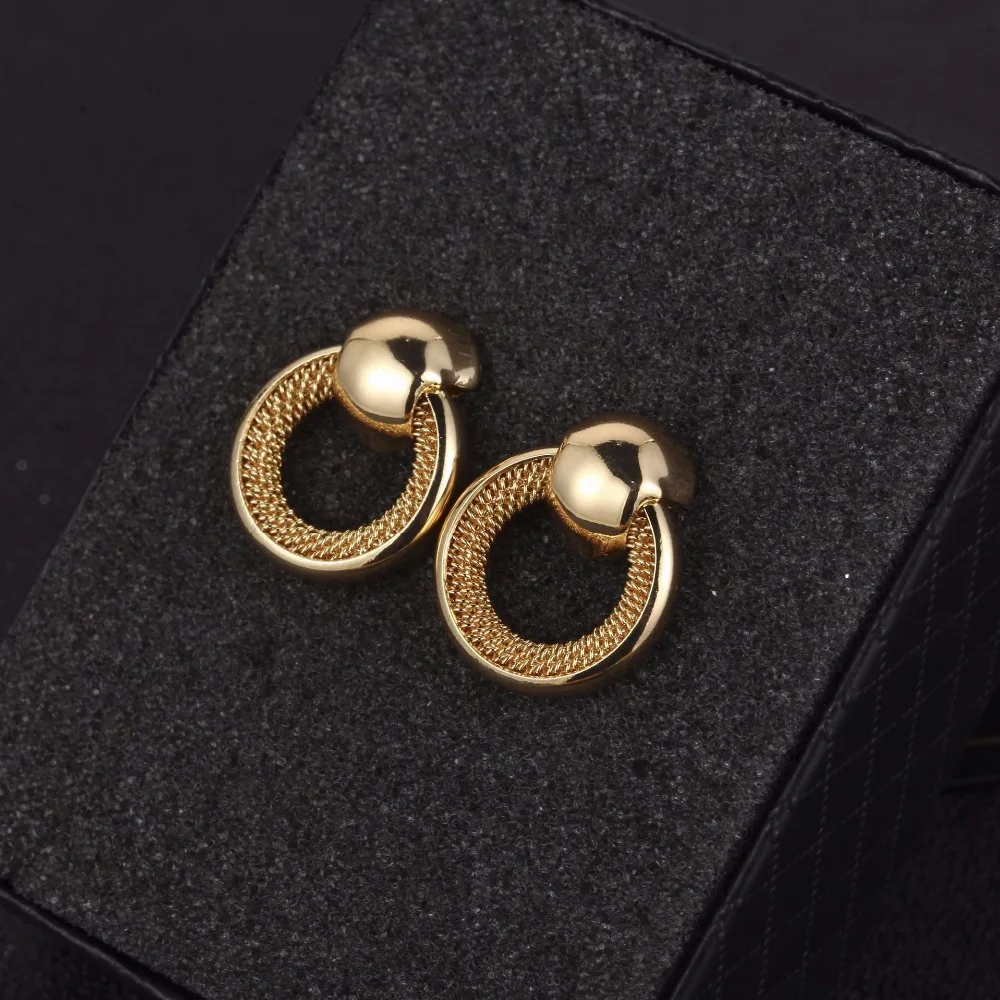 Simple Korean Silver Gold Earrings Geometric Round Circle Gear Big Bead Drop Statement For Women Punk Kpop Jewelry 2018 | Украшения и