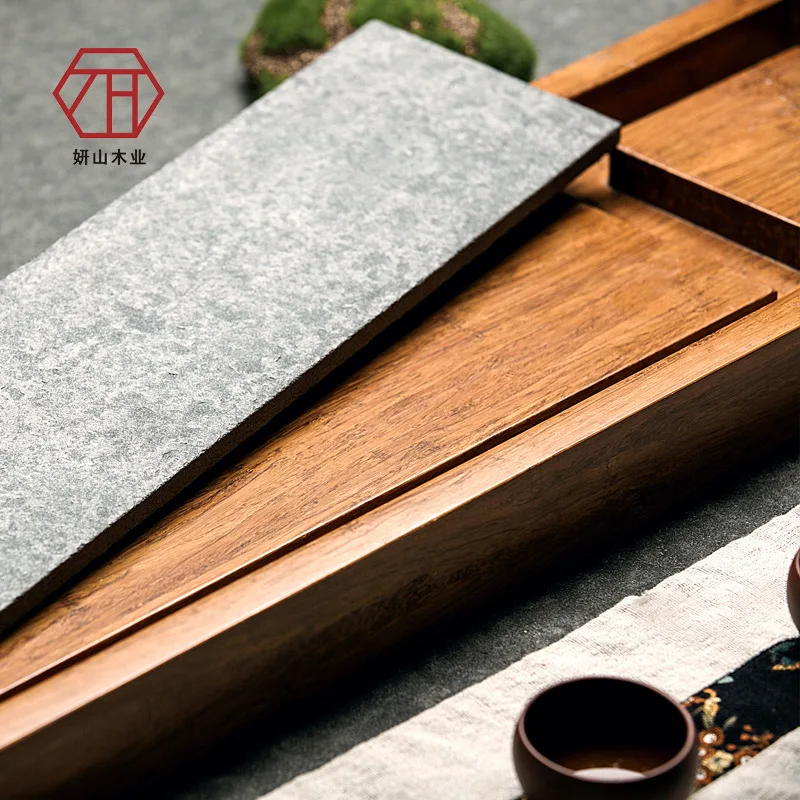 [Yan Mountain] natural bamboo in Wujin wood / stone tea tray revel new Chinese factory wholesale | Дом и сад