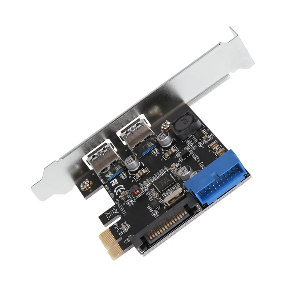 Внешнее 2 Порты USB 3 0 + внутренний 19 контактный разъем PCI Express x1 карты контроллера 100