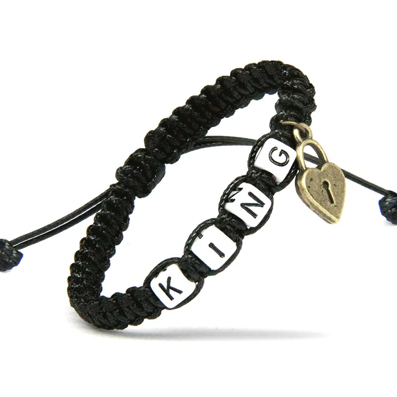 Браслеты для пар ручной работы 2 шт./пара элегантные черные синие Beadeds King Queen с