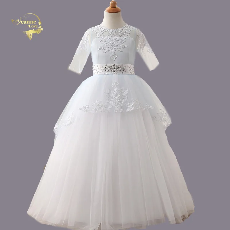 Vestidos De Primera Comunion бальное платье с рукавами до локтя и открытой спиной кружевное