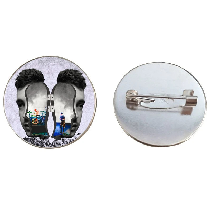 sliver4 Рок-Группа Twenty One Pilots брошь Badage 25 круглый стеклянный кабошон Античная Бронзовый, серебристый цвет булавки броши для фанатов аксессуары - Окраска металла: sliver4