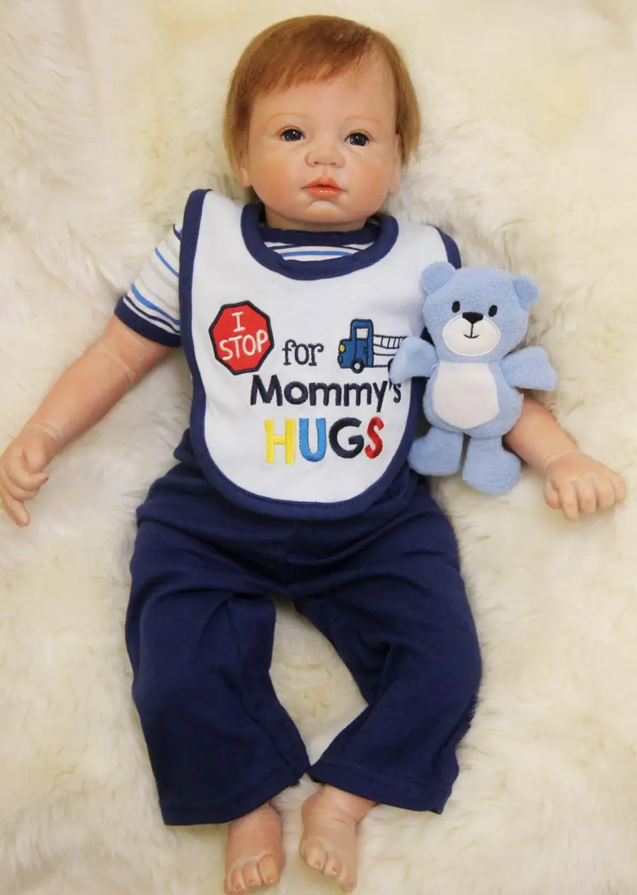 

22" Handmade Lifelike Reborn Dolls Silicone Vinyl Baby Boy Doll + Gift Pacifier