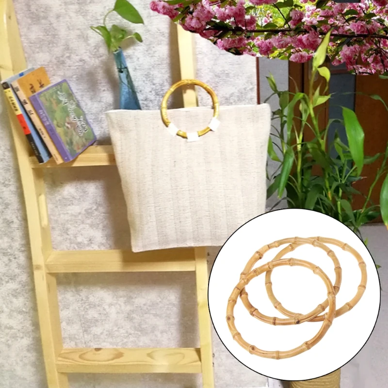 1 x круглые бамбуковые сумки ручки для Сумочка ручной работы DIY аксессуары
