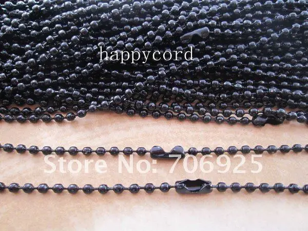 

Free shipping Wholesale Retail 2.4mm 27inch black ball necklace chain with matching connector 50pcs/lot