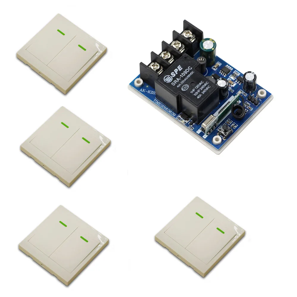 

High Quality 30A Relay 1CH Wireless Remote Control Switch 4 Transmitter and 1 Receiver Used Be In Wide Voltage DC12V 24V 36V 48V