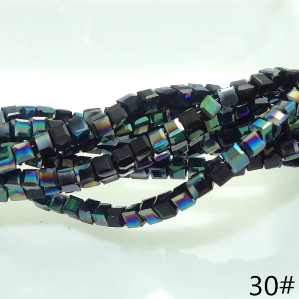 200 шт кубические Хрустальные стеклянные бусины 2 мм DIY - Цвет: black half geren