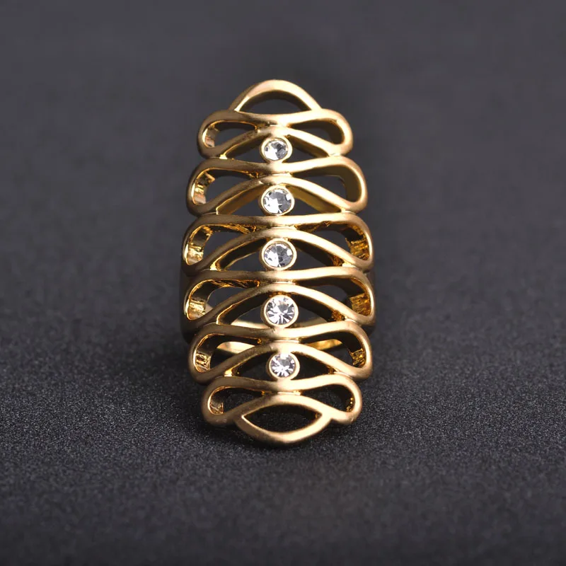 

High Quality Gorgeous Multilayer Wide Rings For Women Men Crystal Gold Color Bague Punk Anillos Aros Ouro Party Bijuterias