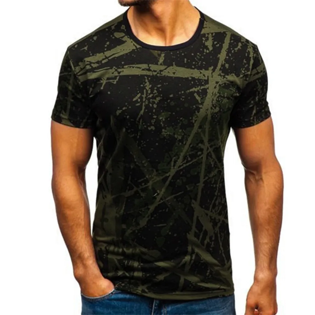 Новинка 2019 летняя футболка из полиэстера с градиентом круглым вырезом и коротким