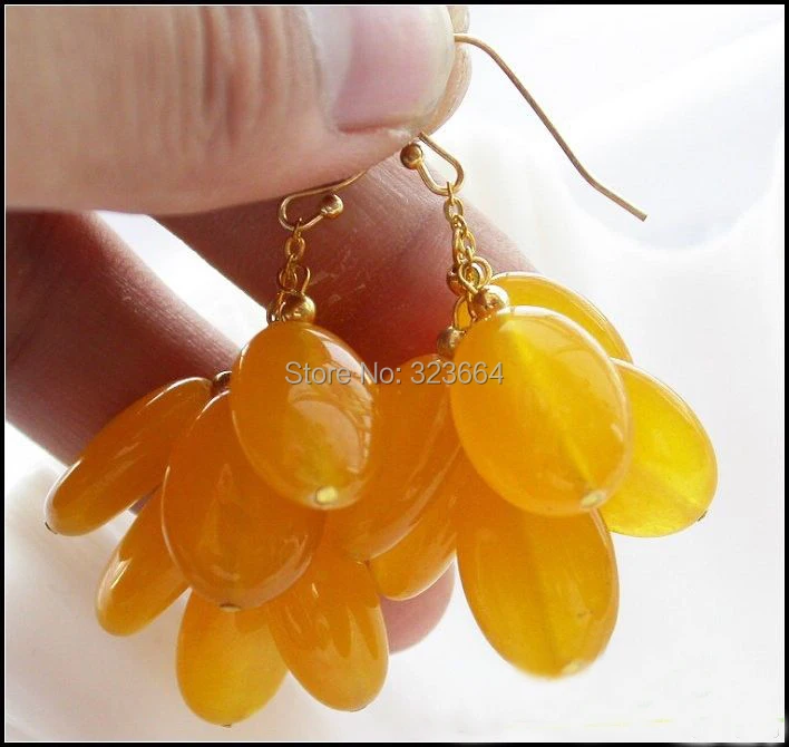 16mm yellow ellipse grape dangle earring | Украшения и аксессуары