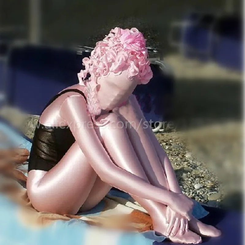 Розовые блестящие колготки из лайкры и спандекса оригинальные костюмы унисекс в