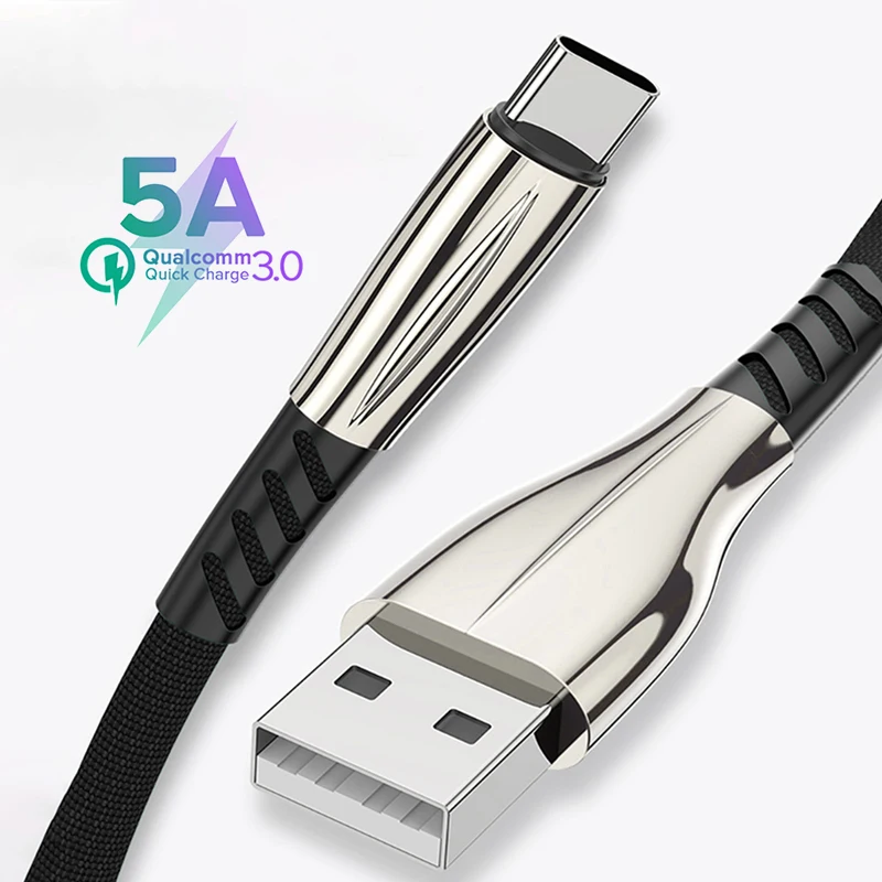 

5A USB Cable Quick Charge For Samsung S9 Type C Micro USB For Huawei Xiaomi Android Mobile Phone Supercharge USBC Data Cord Wire