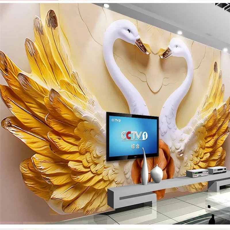 Обои на заказ 3d обои Красивая тема любви свадебная комната фон стена Лебедь 8d