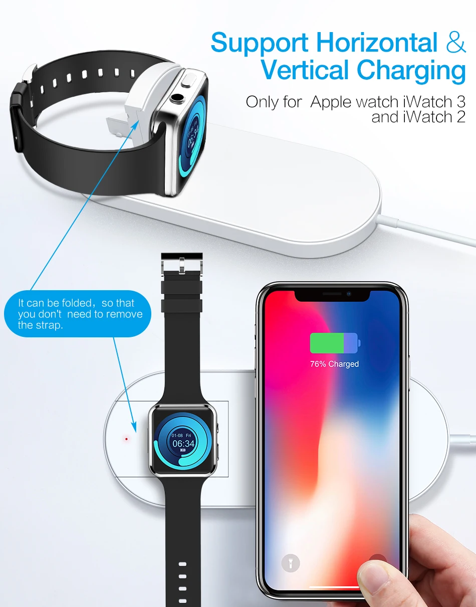 RAXFLY Беспроводной Зарядное устройство для iPhone X 8 XR XS Max для Apple I watch 2 3 10 Вт Qi Беспроводной зарядки для samsung S7 S8 S9 плюс Примечание 8 9 беспроводная зарядка