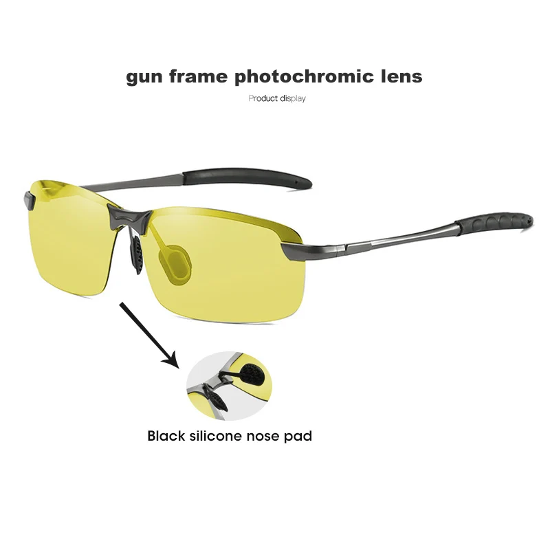 Gun -black Интеллектуальные фотохромные поляризованные солнцезащитные очки для мужчин и женщин, день, ночное видение, для вождения, спортивные, хамелеон, обесцвечивание, солнцезащитные очки для мужчин - Цвет линз: Gun -black
