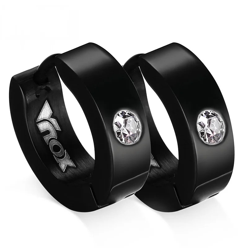 Cute Hoop Earrings for Women / Men Small Stainless Steel Earings Black Silver Blue Gold color | Украшения и аксессуары