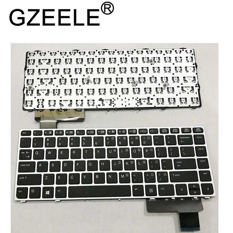 

GZEELE English Laptop keyboard for HP EliteBook Folio 9470M 9470 9480 9480M 702843-001 US Replace Keyboard Silver