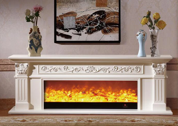 Декор гостиной Теплый камин деревянный камин mantel W200cm Электрокамин вставной блок Светодиодный оптический искусственный пламя