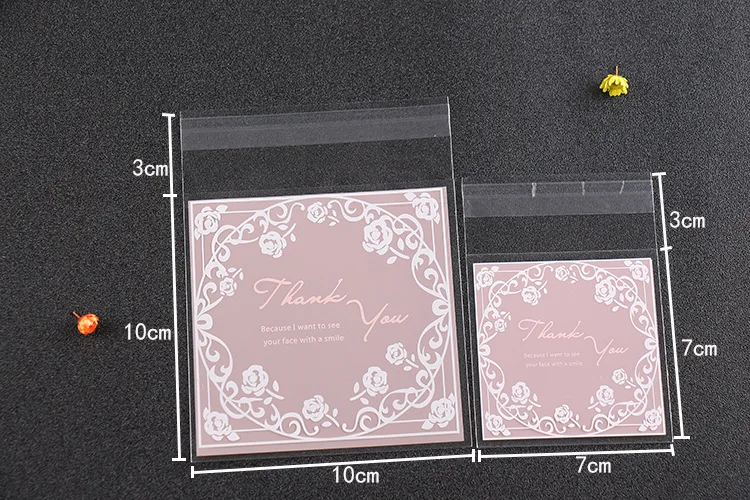 500 шт элегантные розовые пластиковые пакеты для печенья целлофановые мешки