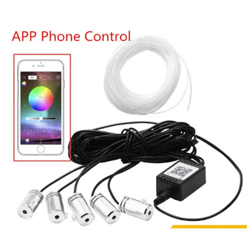 APP 6 м звуковой активный RGB светодиодный светильник для салона автомобиля, Многоцветный EL неоновый светильник с полосками, Bluetooth, приложение для телефона, управляемый атмосферный светильник 12 В - Испускаемый цвет: APP