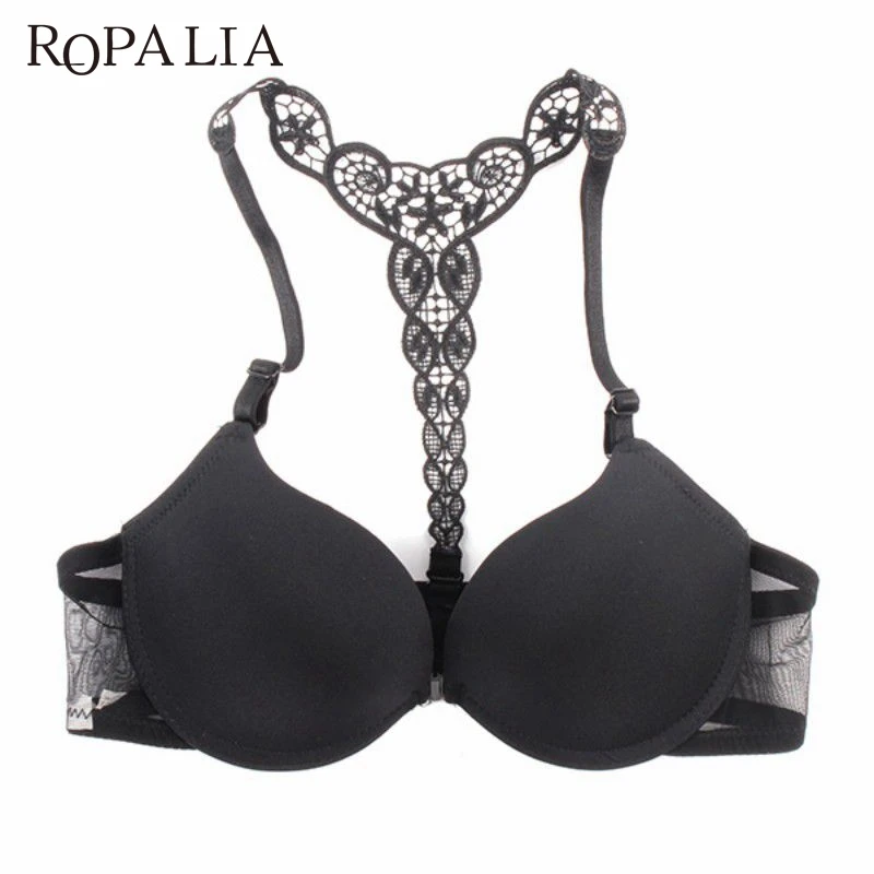 Сексуальные гладкие бюстгальтеры ROPALIA с застежкой спереди, очаровательные кружевные бюстгальтеры пуш-ап