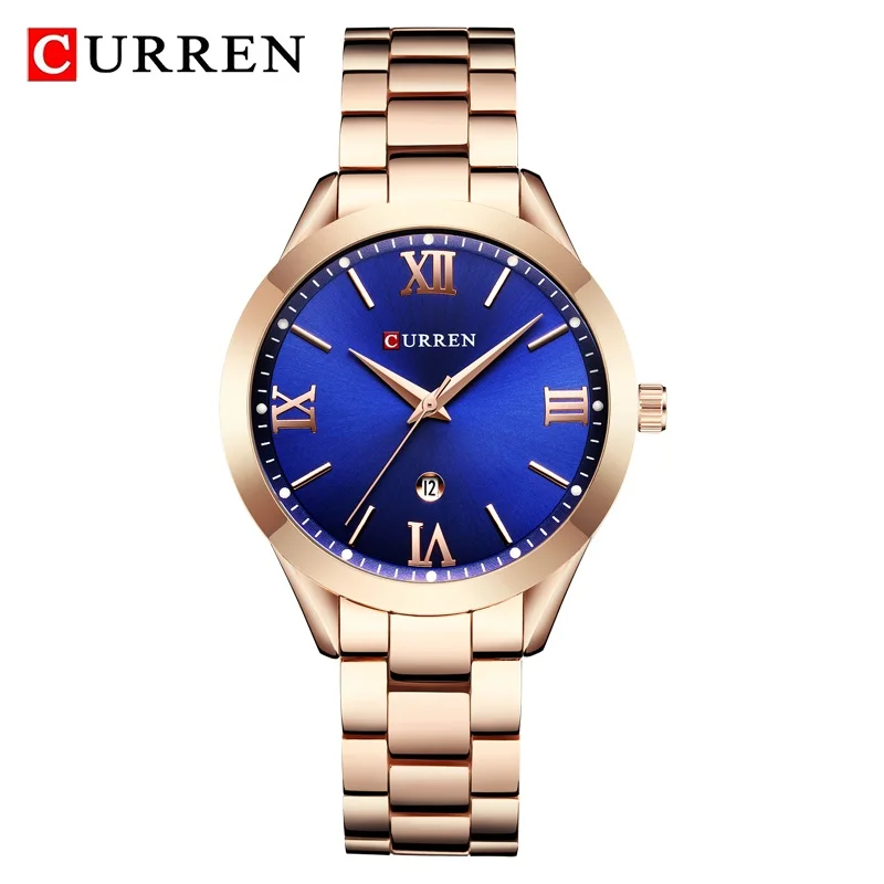 CURREN 9007 роскошные часы из розового золота, женские часы, Топ бренд, модные женские часы, подарок для влюбленных, Relogio Feminino Montre Femme - Цвет: Rose Gold Blue