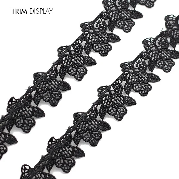 Вышитая Цветочная Черная кружевная лента для скрапбукинга ткань из полиэстера