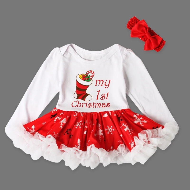 Осеннее рождественское платье для новорожденных девочек детские хлопковые