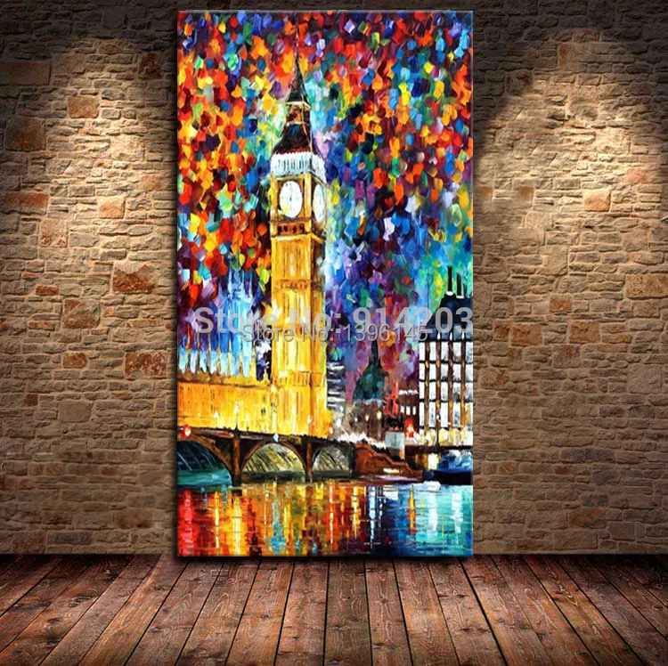 Большая масляная Картина на холсте Пейзаж ручной работы Биг Бен в Лондоне