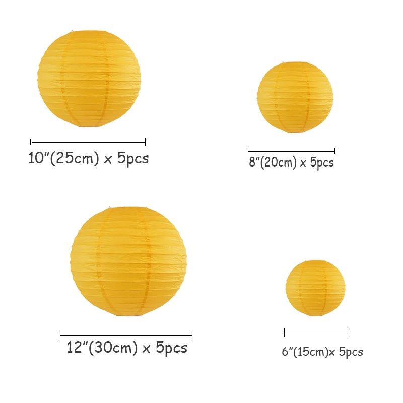 Желтый китайский бумажный светильник 20 шт./компл. 6 12 дюймов круглые праздничные