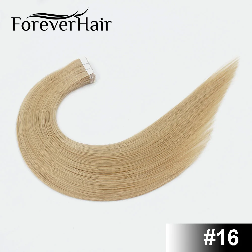 #16 FOREVER HAIR 2,0 г/шт. 18 дюймов человеческие волосы Remy на ленте для наращивания, натуральные человеческие волосы, невидимые пряди для кожи, бесшовные прямые волосы 20 шт./ПАК - Цвет: #16