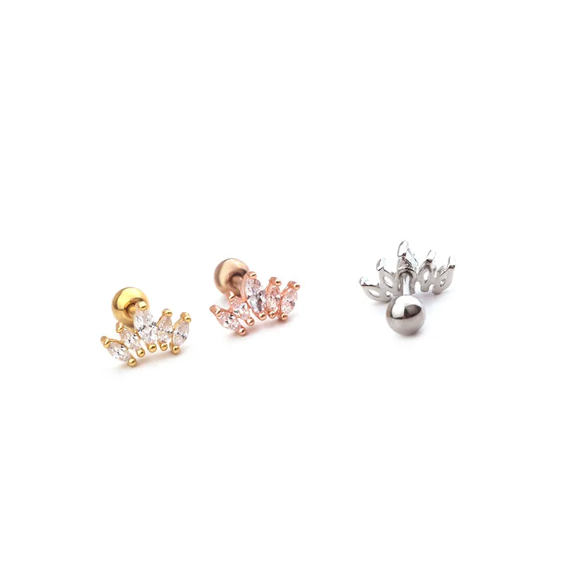 1 шт. Cz Корона Tragus шпилька Конус Пирсинг спираль серьги Надеваемые На ушной хрящ